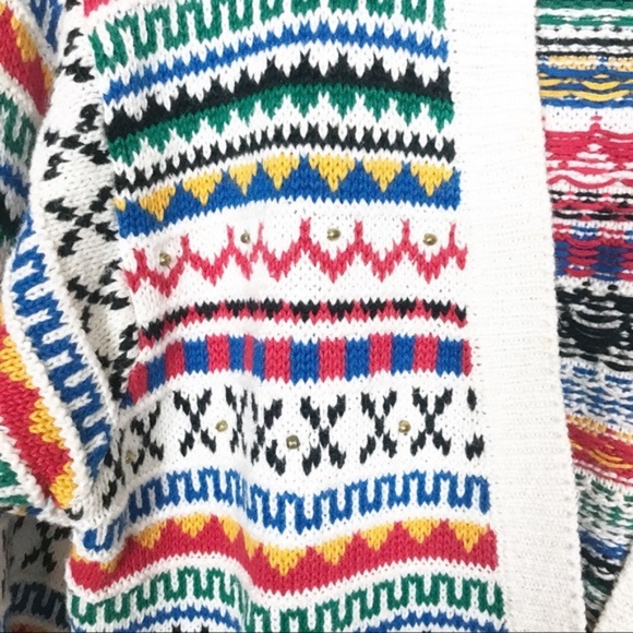 Liz Sport Multi Color Beaded Button Up Cardigan - Picture 3 of 4